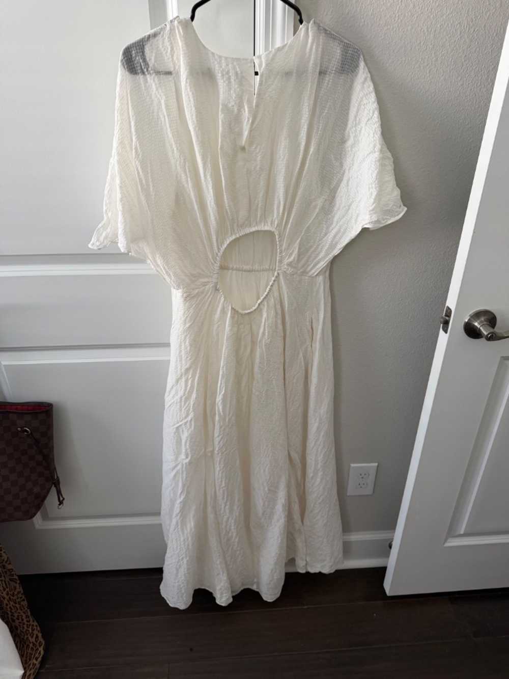 Banana Republic White Linen-Silk Cut-Out Maxi Dress Sz XL - Picture 7 of 9